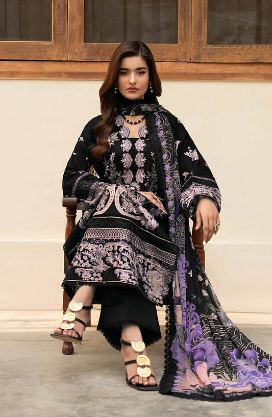 Ghazal by Ramsha Embroidered Lawn Unstitched 3 Piece Suit - G-704 - RM26ZAL - Black - Summer Collection