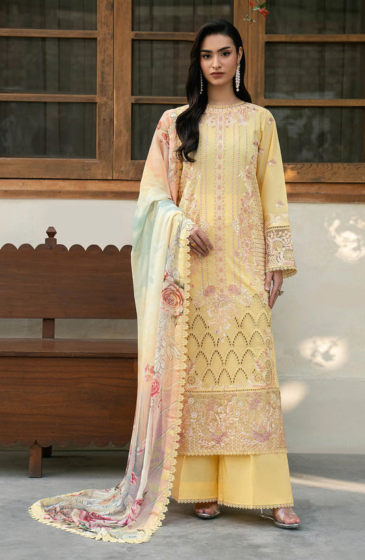 Ghazal by Ramsha Embroidered Lawn Unstitched 3 Piece Suit - G-703 - RM26ZAL - Yellow - Summer Collection