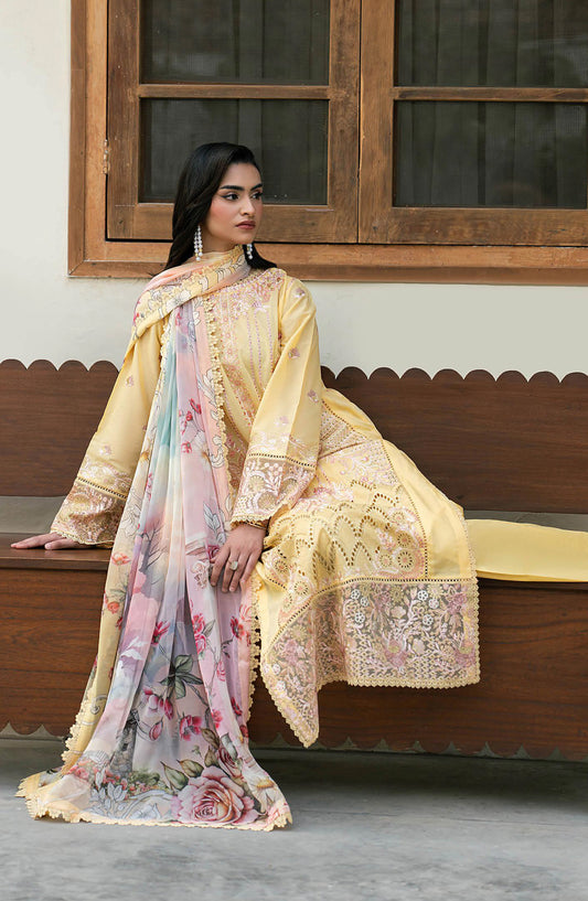Ghazal by Ramsha Embroidered Lawn Unstitched 3 Piece Suit - G-703 - RM26ZAL - Yellow - Summer Collection