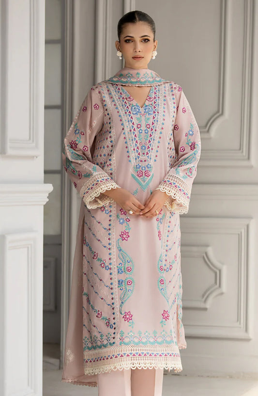 Afiay Embroidered Lawn Stitched 3 Piece Suit - Gorgeous - AFY25PR - Pink - Summer Collection