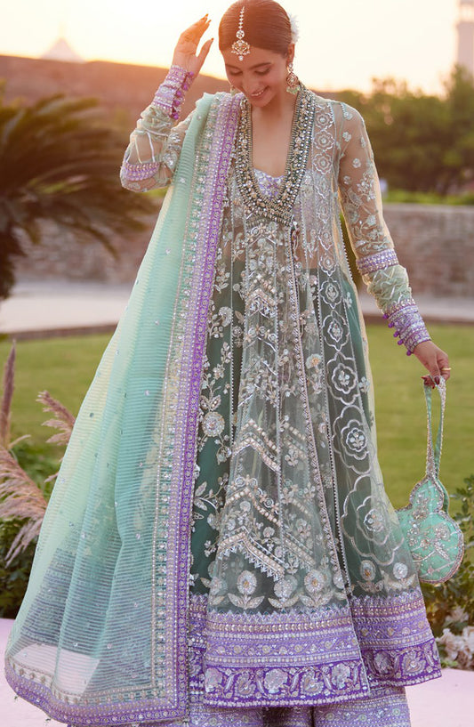 Gossamer by Zaha Luxury Embroidered Net Unstitched 3 Piece Suit - ZC25-03 ZARQAH-E-PISTACHIO - ZAH25GS - Green - Wedding Festive Collection