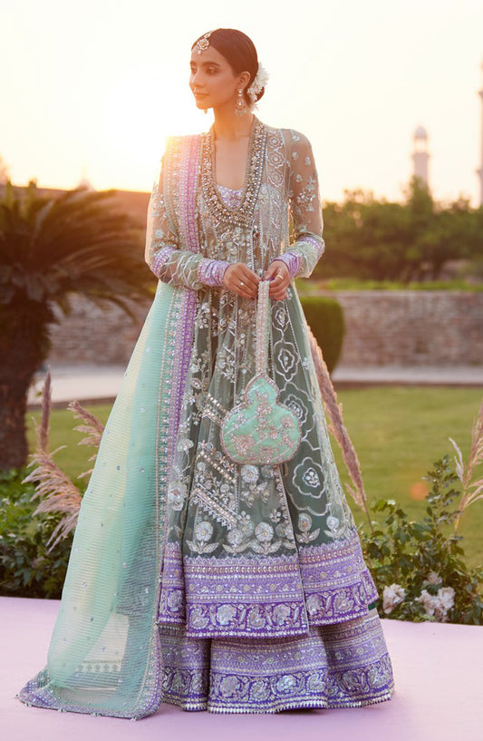 Gossamer by Zaha Luxury Embroidered Net Unstitched 3 Piece Suit - ZC25-03 ZARQAH-E-PISTACHIO - ZAH25GS - Green - Wedding Festive Collection