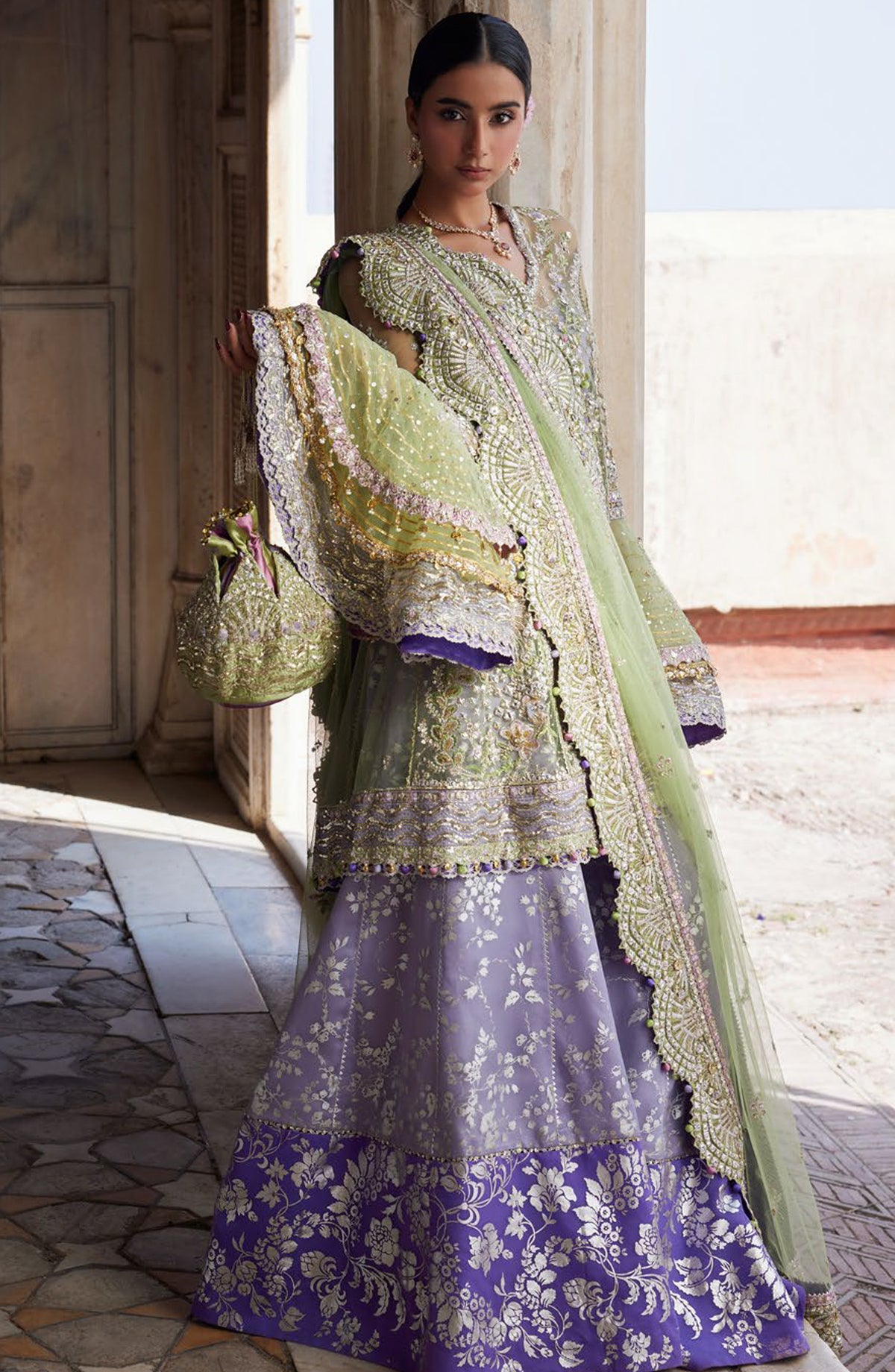 Gossamer by Zaha Luxury Embroidered Net Unstitched 3 Piece Suit - ZC25-07 MEHRE-LILAC - ZAH25GS - Lilac - Wedding Festive Collection