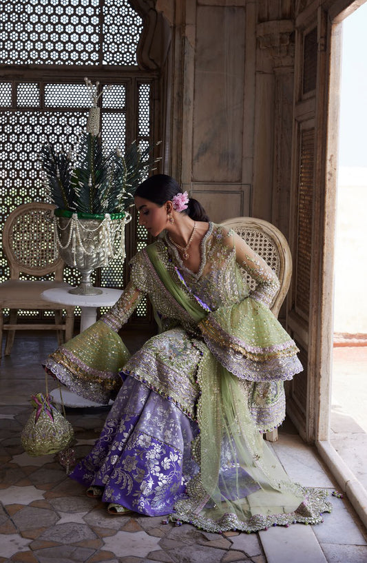 Gossamer by Zaha Luxury Embroidered Net Unstitched 3 Piece Suit - ZC25-07 MEHRE-LILAC - ZAH25GS - Lilac - Wedding Festive Collection