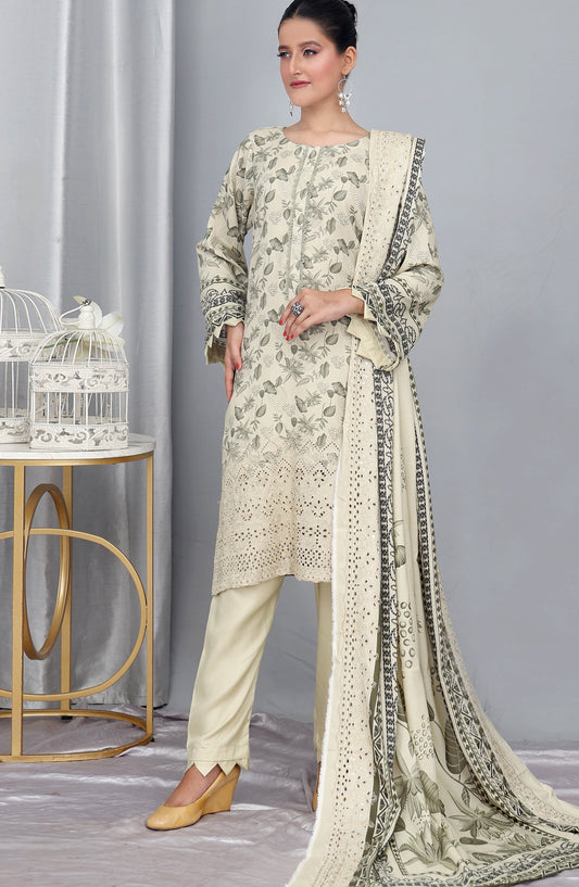 Gul-e-Noor by Shaista Digital Print & Embroidered Marina Unstitched 3 Piece Suit - D-10 - SHS25GLN - Light Green - Winter Collection