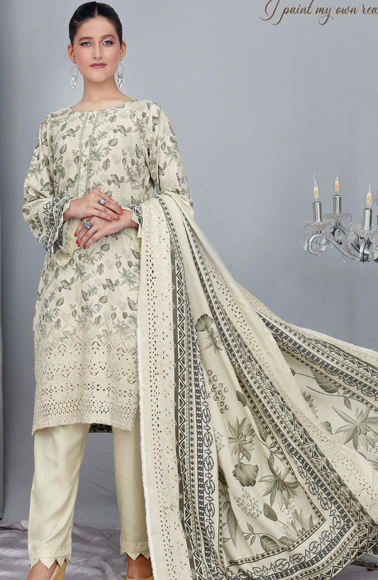 Gul-e-Noor by Shaista Digital Print & Embroidered Marina Unstitched 3 Piece Suit - D-10 - SHS25GLN - Light Green - Winter Collection