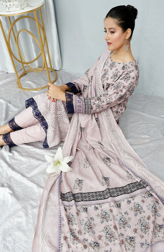 Gul-e-Noor by Shaista Digital Print & Embroidered Marina Unstitched 3 Piece Suit - D-08 - SHS25GLN - Light Purple - Winter Collection