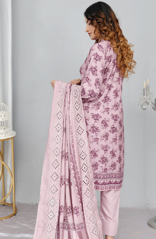 Gul-e-Noor by Shaista Digital Print & Embroidered Marina Unstitched 3 Piece Suit - D-04 - SHS25GLN - Pink - Winter Collection