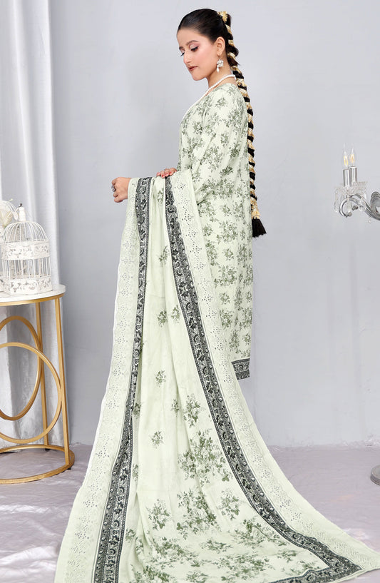 Gul-e-Noor by Shaista Digital Print & Embroidered Marina Unstitched 3 Piece Suit - D-02 - SHS25GLN - Pista Green - Winter Collection