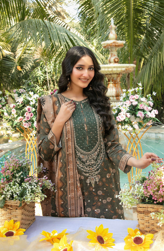 Gul Bahaar by Tawakkal Fabrics Embroidered Lawn Unstitched 3 Piece Suit - D-2790 - TF26GB - Green - Summer Collection
