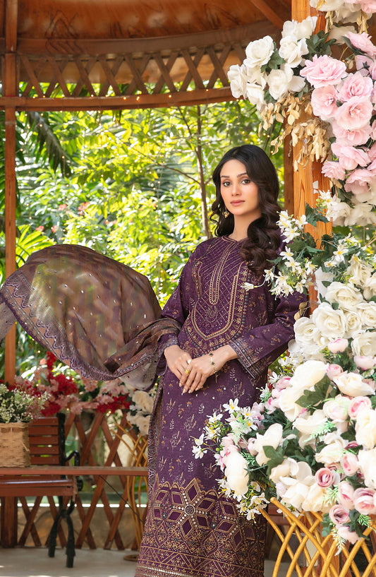 Gul Bahaar by Tawakkal Fabrics Embroidered Lawn Unstitched 3 Piece Suit - D-2788 - TF26GB - Purple - Summer Collection