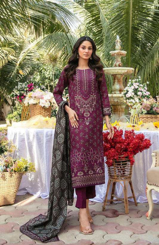 Gul Bahaar by Tawakkal Fabrics Embroidered Lawn Unstitched 3 Piece Suit - D-2786 - TF26GB - Purple - Summer Collection