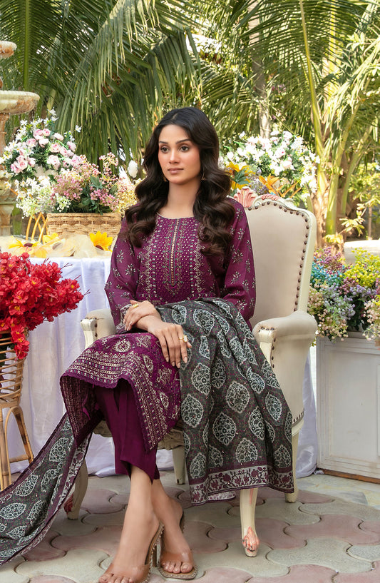 Gul Bahaar by Tawakkal Fabrics Embroidered Lawn Unstitched 3 Piece Suit - D-2786 - TF26GB - Purple - Summer Collection