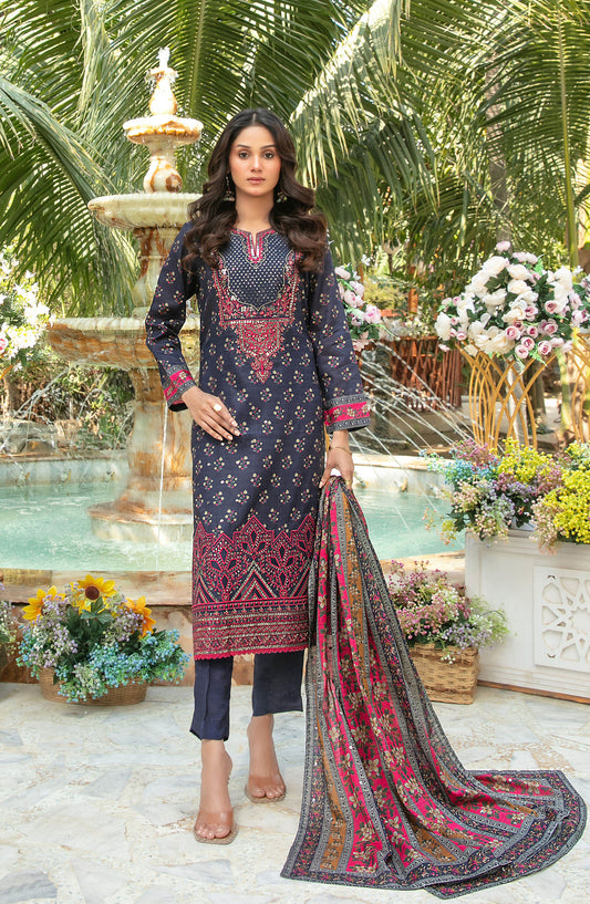 Gul Bahaar by Tawakkal Fabrics Embroidered Lawn Unstitched 3 Piece Suit - D-2784 - TF26GB - Blue - Summer Collection