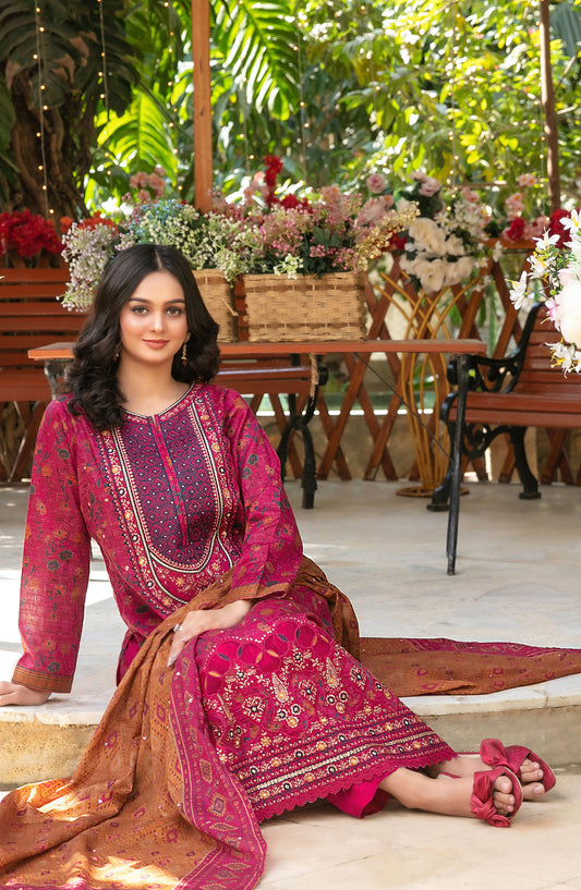 Gul Bahaar by Tawakkal Fabrics Embroidered Lawn Unstitched 3 Piece Suit - D-2782 - TF26GB - Pink - Summer Collection