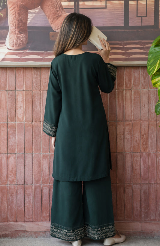 Gul Tanka by Amna Khadija Embroidered Cotton Stitched 2 Piece Co-ord Set - AKPGT-02 - AM26GTNK - Green - Summer Collection