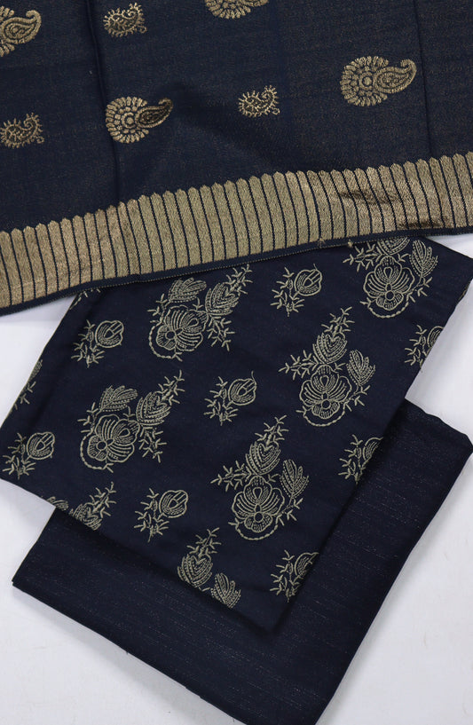 Chamki Embroidered Dhanak Unstitched 3 Piece Suit - Design-05 - GU25CHM - Blue - Winter Collection