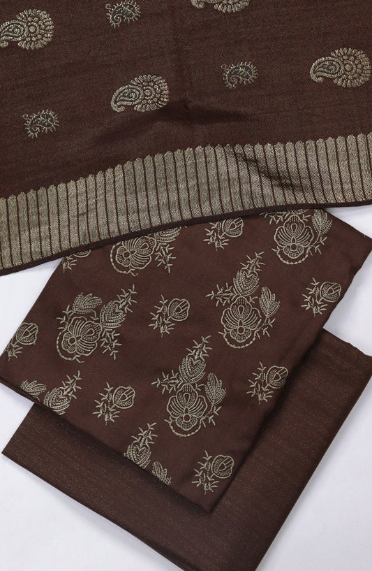 Chamki Embroidered Dhanak Unstitched 3 Piece Suit - Design-04 - GU25CHM - Maroon - Winter Collection