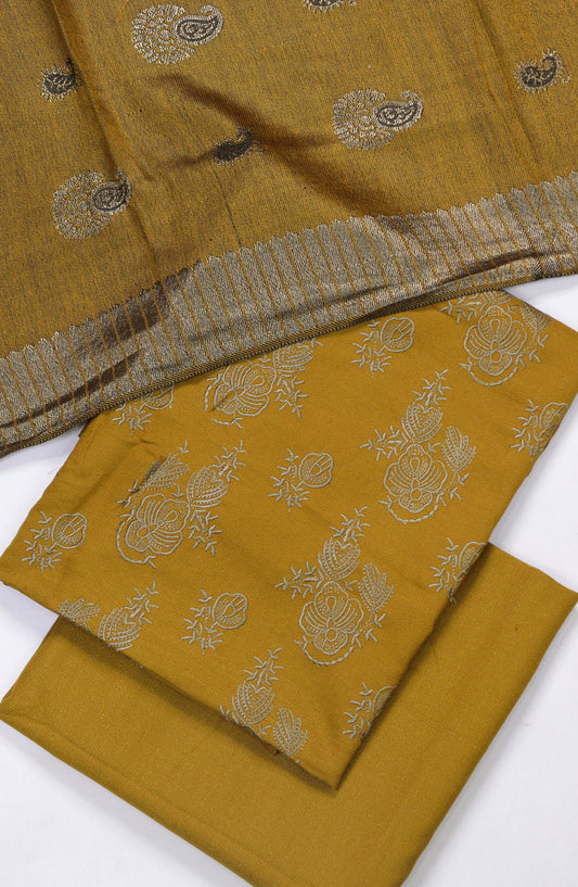 Chamki Embroidered Dhanak Unstitched 3 Piece Suit - Design-03 - GU25CHM - Mustard - Winter Collection