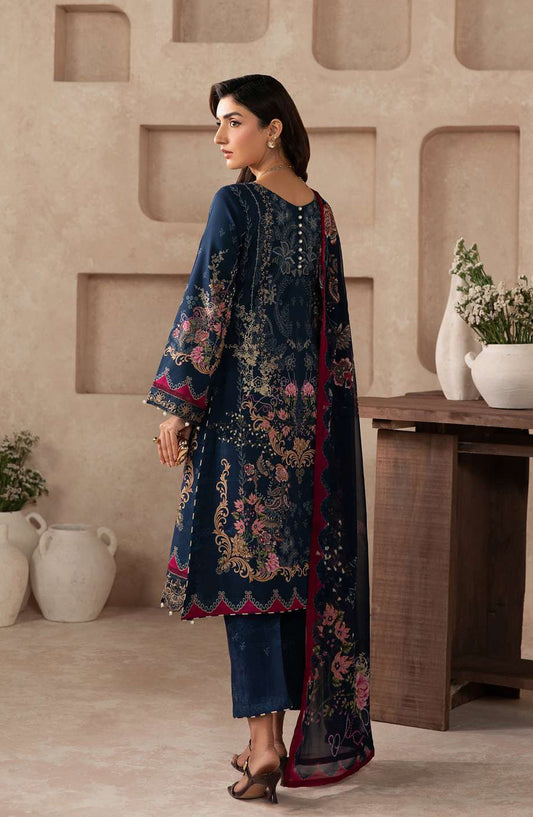 Gulaal Syra Embroidered Lawn Unstitched 3 Piece Suit - Aluxe - GUL26SYR - Blue - Summer Collection