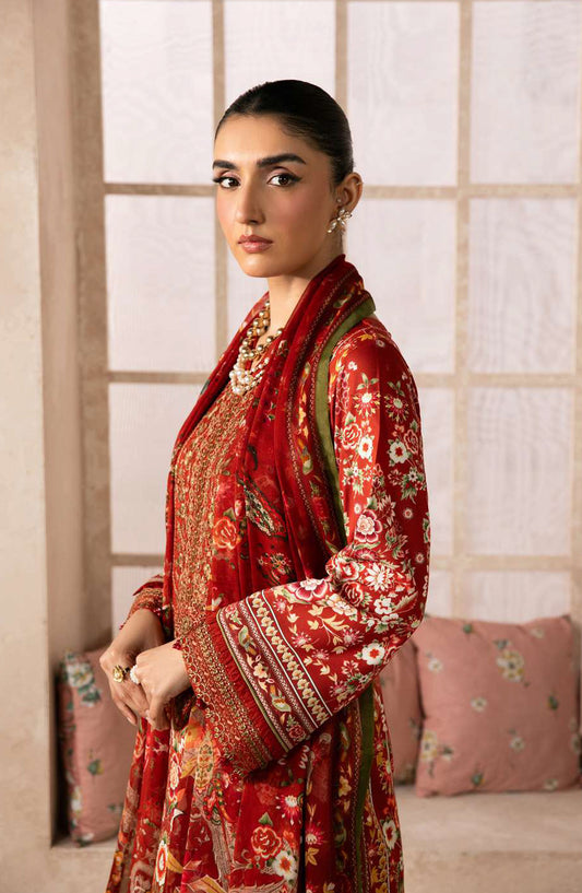 Gulaal Syra Embroidered Lawn Unstitched 3 Piece Suit - Calyx - GUL26SYR - Rust - Summer Collection