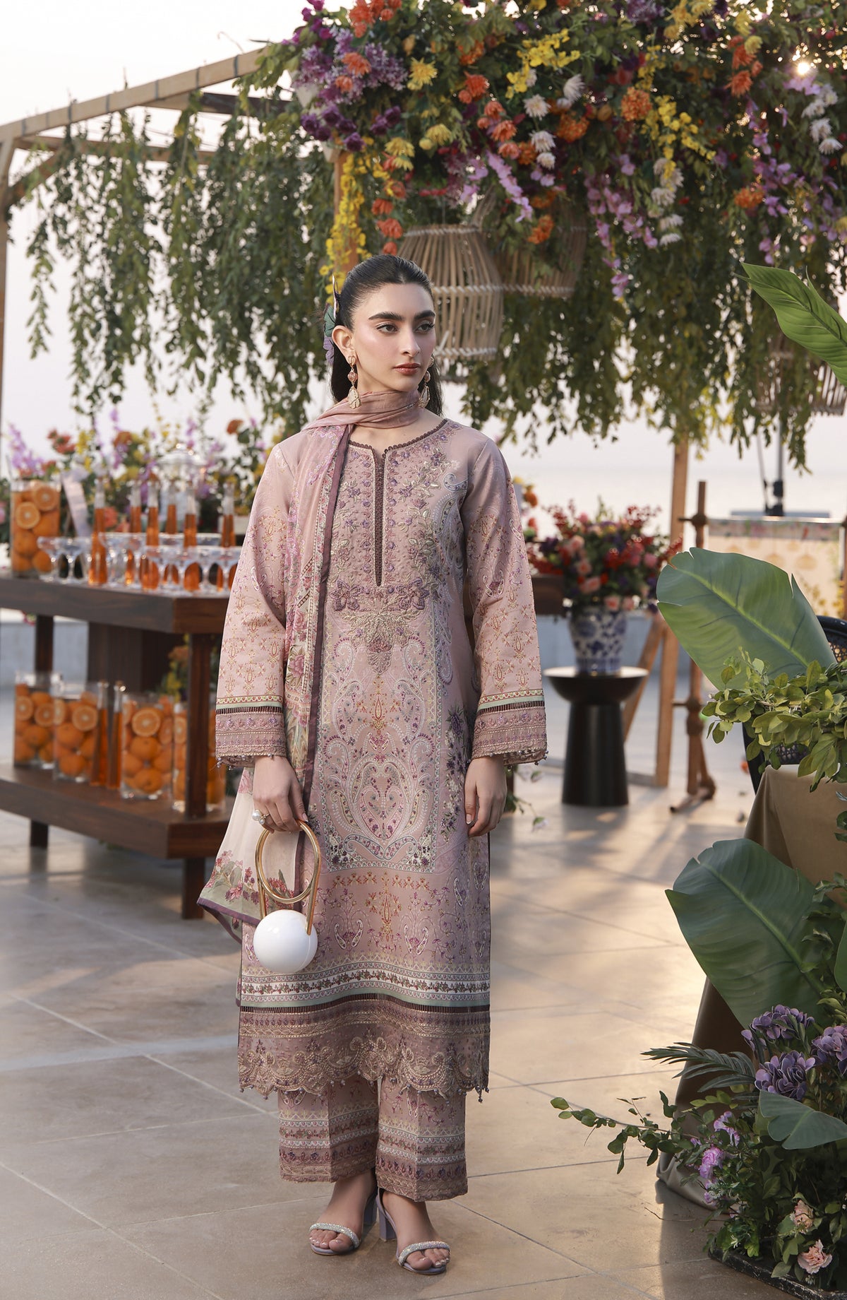 Gulaal Embroidered Lawn Unstitched 3 Piece Suit - D-11 Ayla - GUL26LN - Pink - Luxury Collection