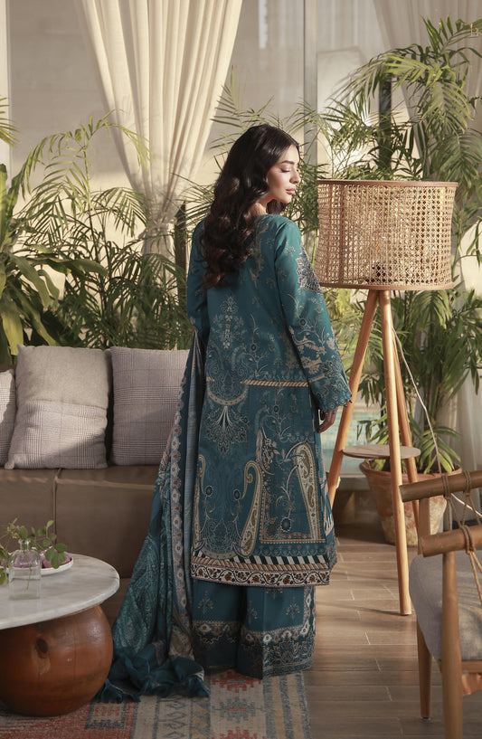 Gulaal Embroidered Lawn Unstitched 3 Piece Suit - D-04 Isla - GUL26LN - Green - Luxury Collection