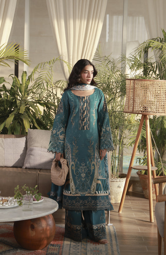 Gulaal Embroidered Lawn Unstitched 3 Piece Suit - D-04 Isla - GUL26LN - Green - Luxury Collection