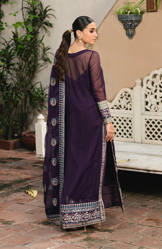 Gulnaar by Freesia Embroidered Chiffon Unstitched 3 Piece Suit - POLINA - FSU5650 - FS25GLN - Purple - Luxury Collection