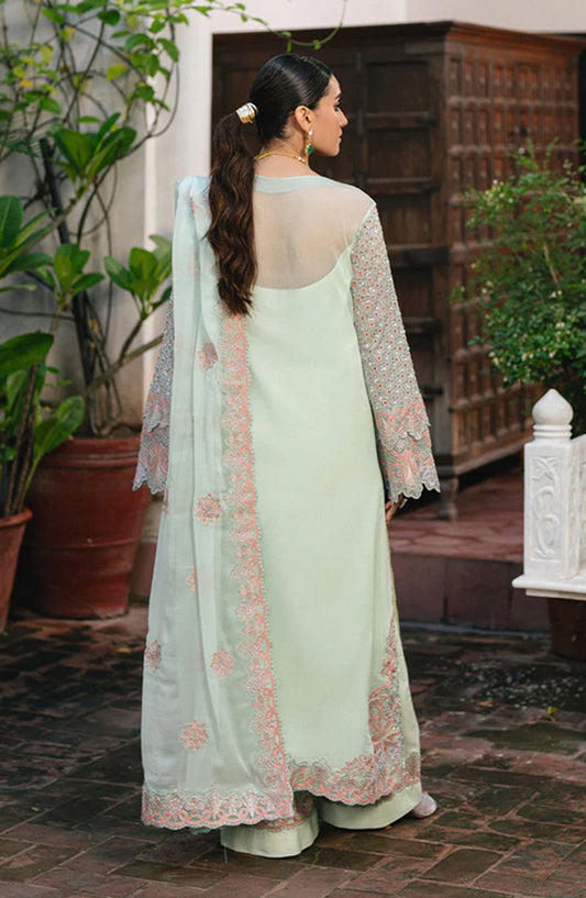 Gulnaar by Freesia Embroidered Chiffon Unstitched 3 Piece Suit - TATIANA - FSU5652 - FS25GLN - Green - Luxury Collection