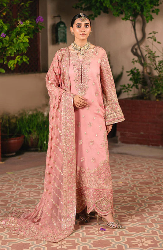 Gulnaar by Freesia Embroidered Chiffon Unstitched 3 Piece Suit - SASHA - FSU5658 - FS25GLN - Pink - Luxury Collection