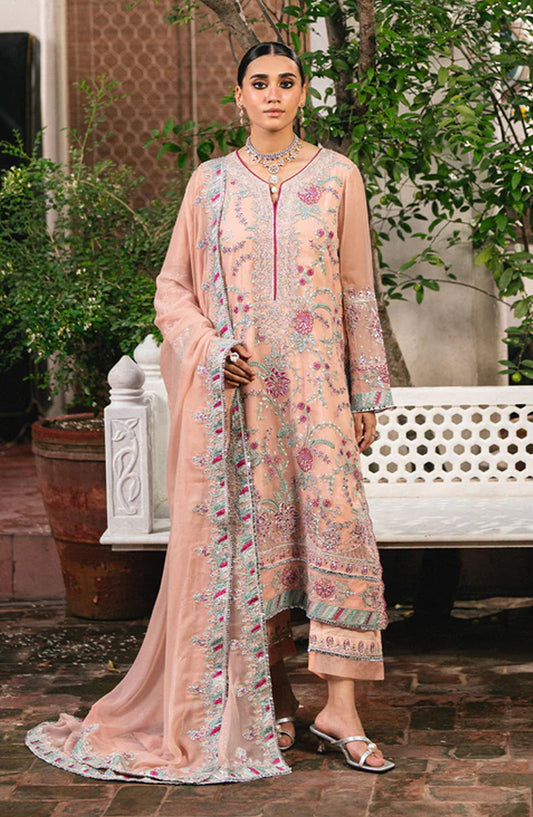 Gulnaar by Freesia Embroidered Chiffon Unstitched 3 Piece Suit - ANYA - FSU5659 - FS25GLN - Pink - Luxury Collection