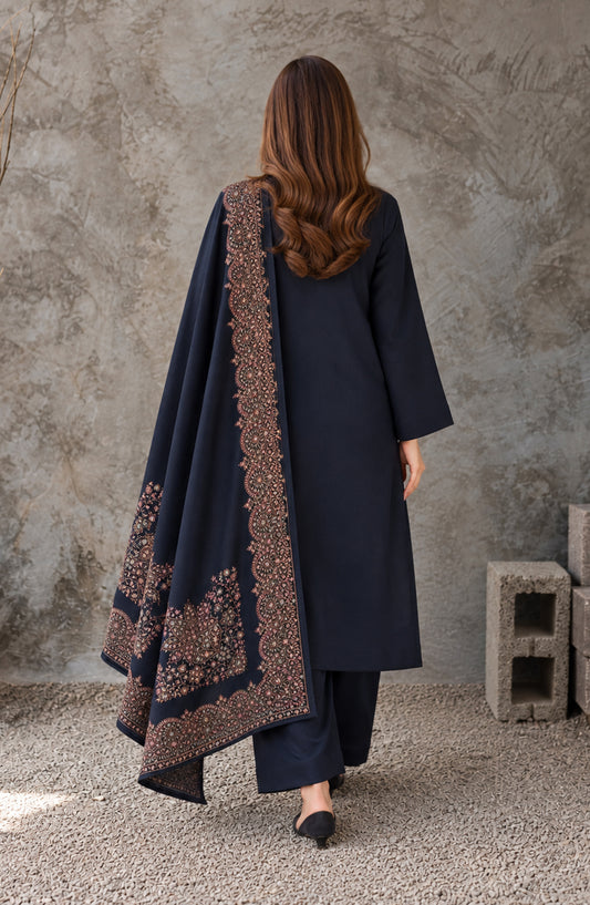 Gulposh by Amna Khadija Dyed Pashmina Unstitched 3 Piece Suit - AKG-06 - AM26GLP - Blue - Winter Collection