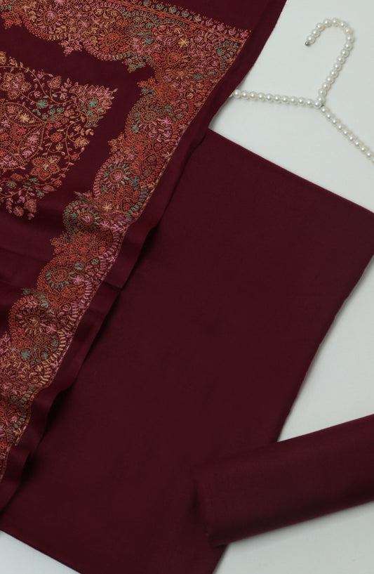 Gulposh by Amna Khadija Pashmina Unstitched 3 Piece Suit - D-01 - AM26GPM - Maroon - Winter Collection