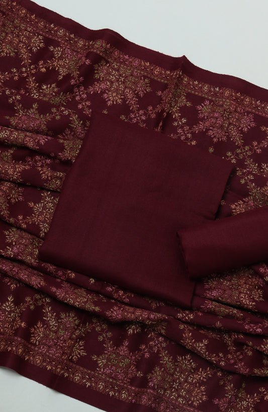 Gulposh by Amna Khadija Pashmina Unstitched 3 Piece Suit - D-03 - AM26GPM - Maroon - Winter Collection