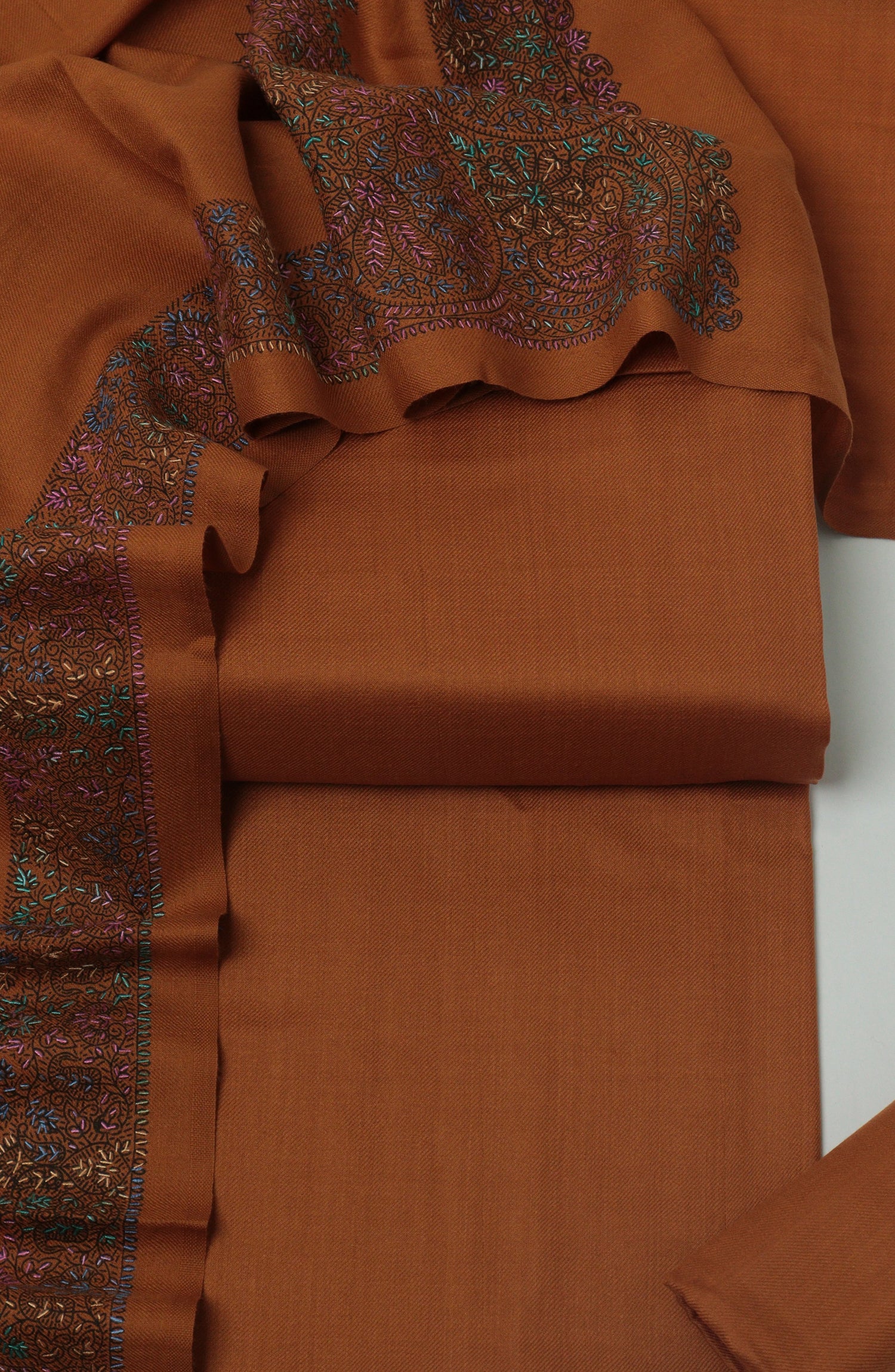 Gulposh by Amna Khadija Pashmina Unstitched 3 Piece Suit - D-04 - AM26GPM - Rust - Winter Collection