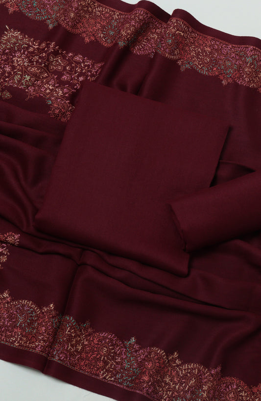 Gulposh by Amna Khadija Pashmina Unstitched 3 Piece Suit - D-06 - AM26GPM - Maroon - Winter Collection