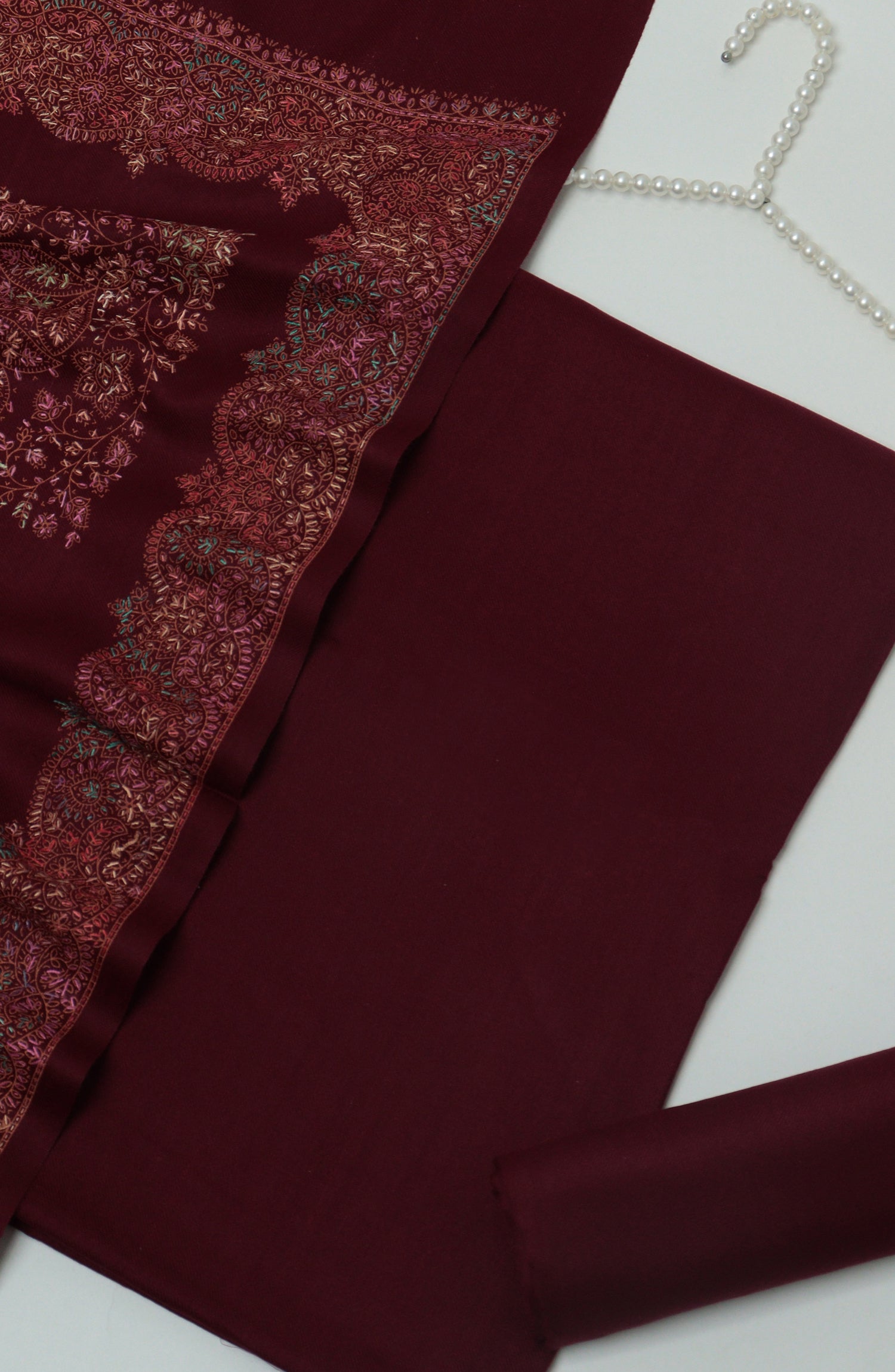 Gulposh by Amna Khadija Pashmina Unstitched 3 Piece Suit - D-06 - AM26GPM - Maroon - Winter Collection