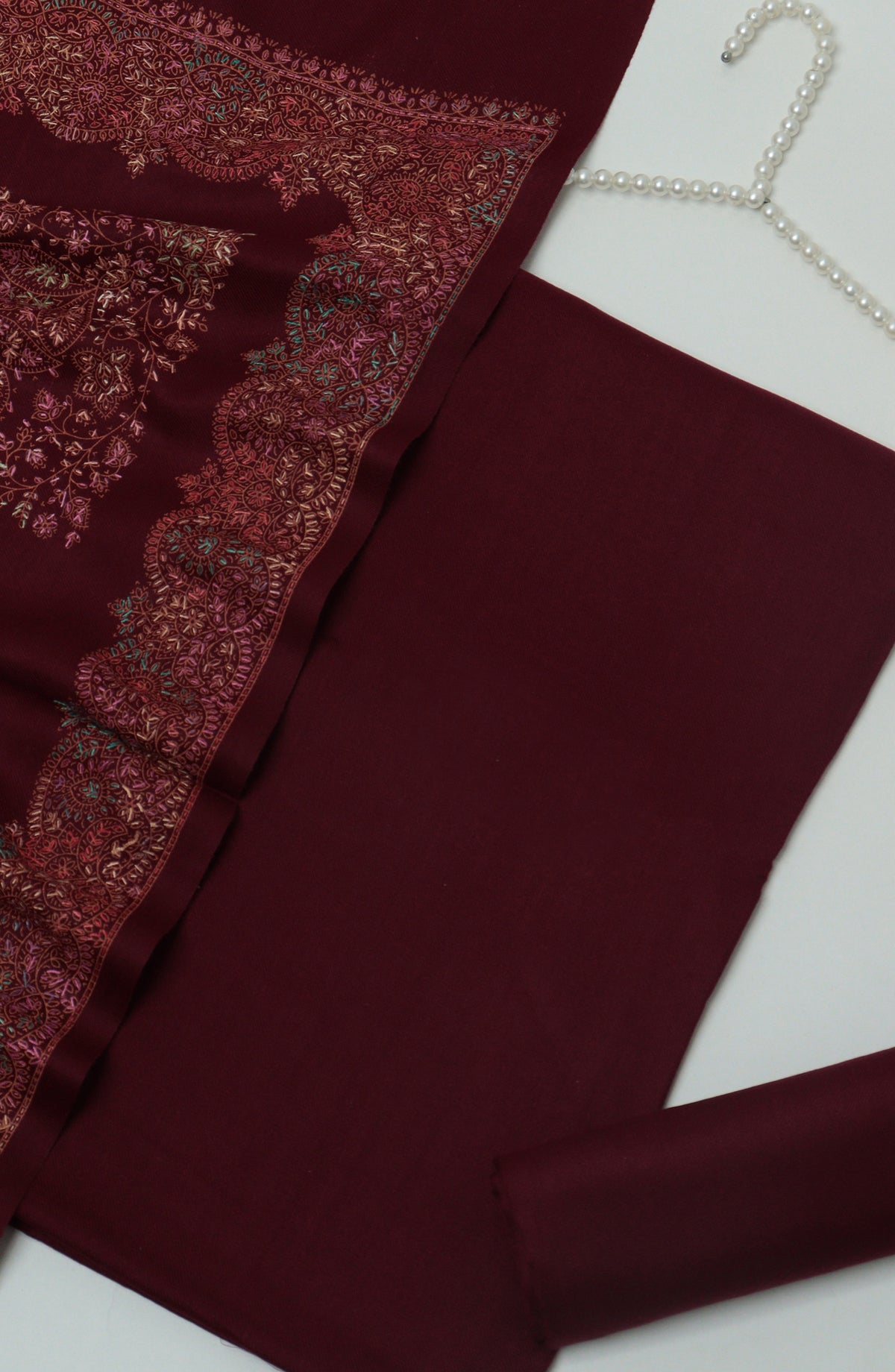 Gulposh by Amna Khadija Pashmina Unstitched 3 Piece Suit - D-06 - AM26GPM - Maroon - Winter Collection