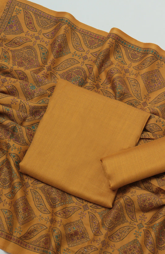 Gulposh by Amna Khadija Pashmina Unstitched 3 Piece Suit - D-07 - AM26GPM - Mustard - Winter Collection