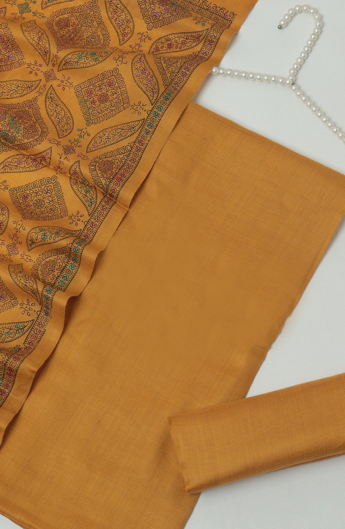 Gulposh by Amna Khadija Pashmina Unstitched 3 Piece Suit - D-07 - AM26GPM - Mustard - Winter Collection