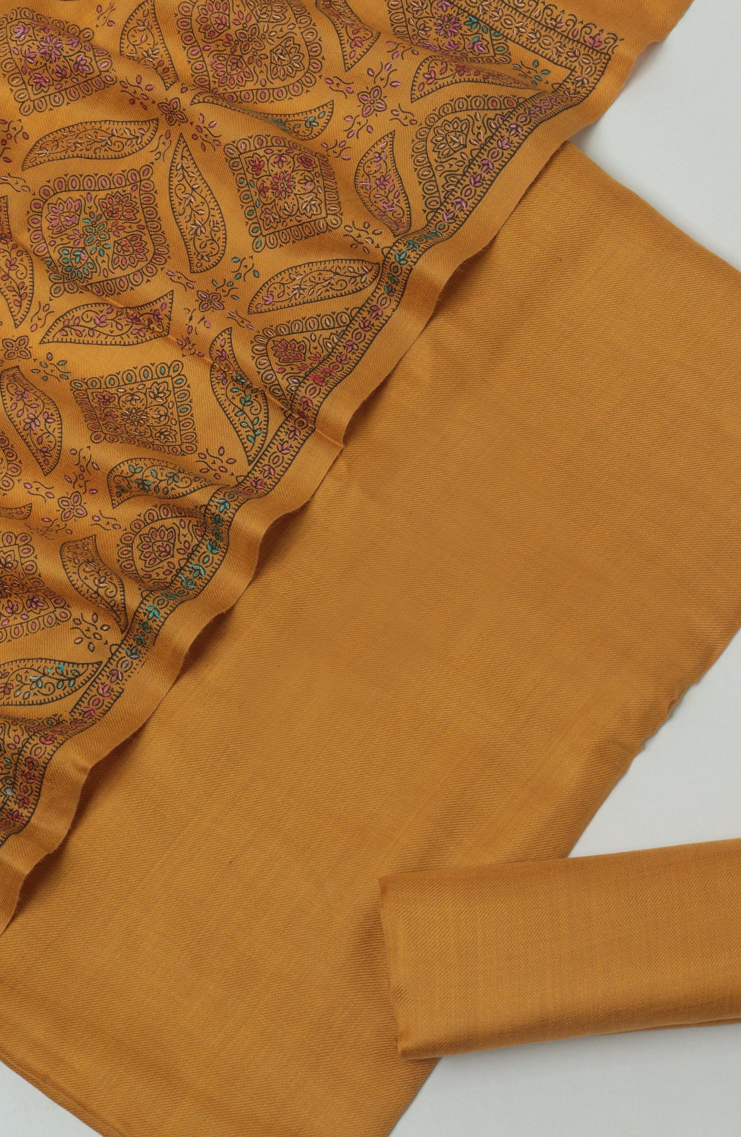 Gulposh by Amna Khadija Pashmina Unstitched 3 Piece Suit - D-07 - AM26GPM - Mustard - Winter Collection