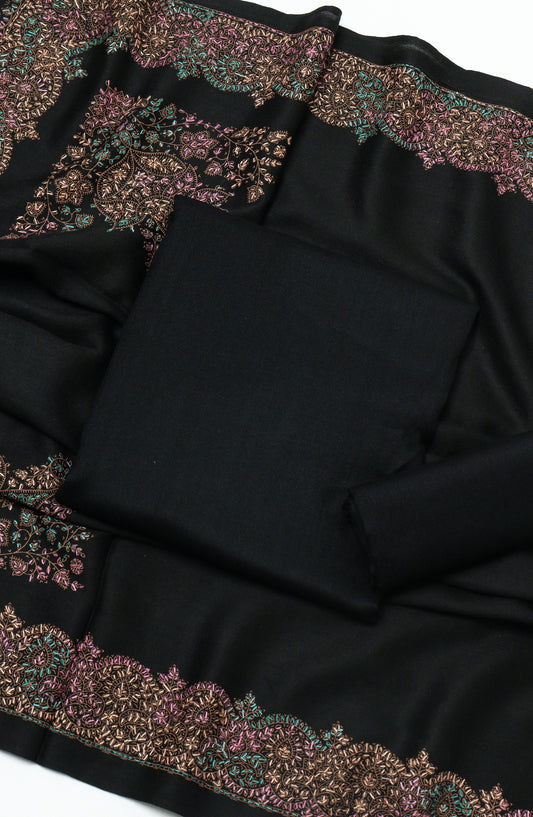 Gulposh by Amna Khadija Pashmina Unstitched 3 Piece Suit - D-08 - AM26GPM - Black - Winter Collection