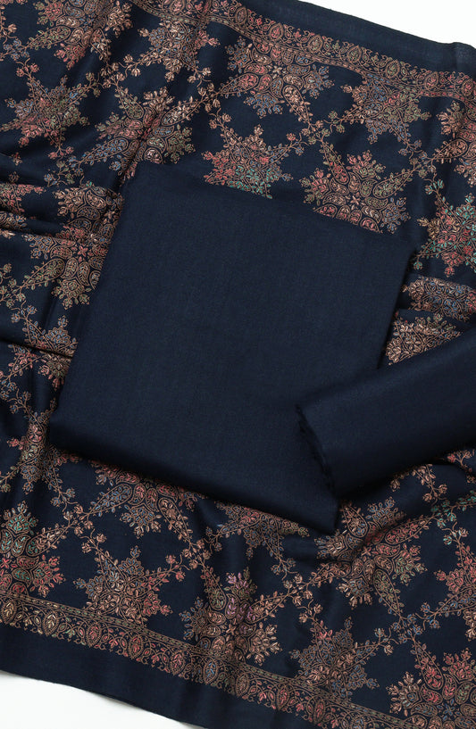 Gulposh by Amna Khadija Pashmina Unstitched 3 Piece Suit - D-10 - AM26GPM - Blue - Winter Collection