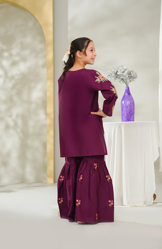 Guriya by Amna Khadija Embroidered Cotton Stitched 2 Piece Suit - GCE-01 - AM26GUR - Purple - Girls Collection