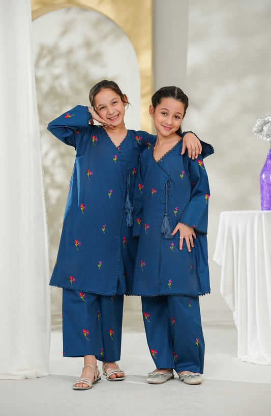 Guriya by Amna Khadija Embroidered Cotton Stitched 2 Piece Suit - GCE-03 - AM26GUR - Blue - Girls Collection