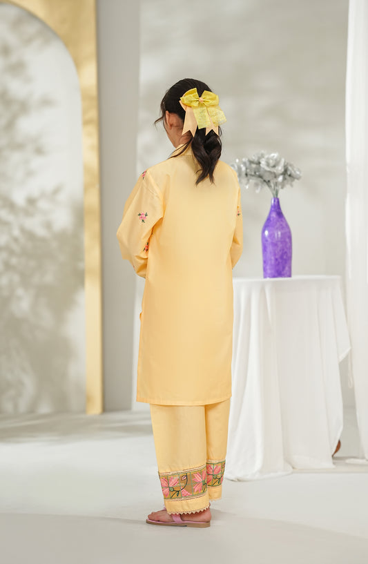 Guriya by Amna Khadija Embroidered Cotton Stitched 2 Piece Suit - GCE-04 - AM26GUR - Yellow - Girls Collection