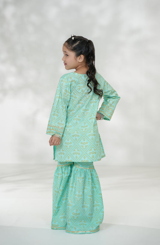 Souffle Guriya by Amna Khadija Printed Cotton Stitched 2 Piece Suit - SGF-06 - AM25SOFG - Blue - Summer Girls Collection