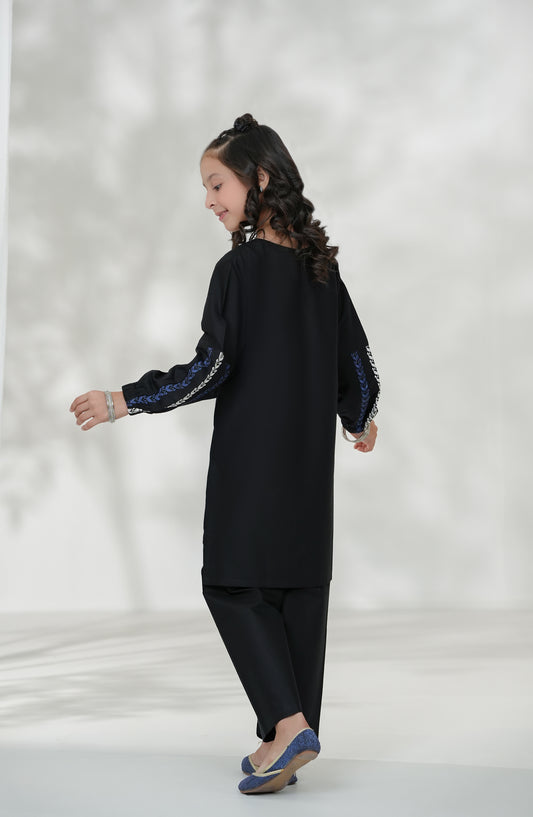 Souffle Guriya by Amna Khadija Embroidered Cotton Stitched 2 Piece Suit - SGF-09 - AM25SOFG - Black - Summer Girls Collection