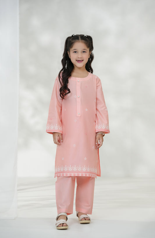 Souffle Guriya by Amna Khadija Embroidered Cotton Stitched 2 Piece Suit - SGF-12 - AM25SOFG - Pink - Summer Girls Collection